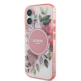 Guess IML Flower & Tonal Circle MagSafe - Etui iPhone 16 Plus (różowy)