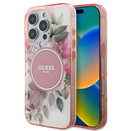 Guess IML Flower & Tonal Circle MagSafe - Etui iPhone 16 Pro (różowy)