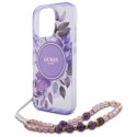 Guess IML Flowers With Pearl Strap MagSafe - Etui iPhone 16 Pro Max (fioletowy)