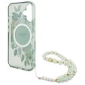 Guess IML Flowers With Pearl Strap MagSafe - Etui iPhone 16 (zielony)