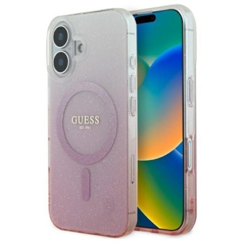 Guess IML Glitter Gradient MagSafe - Etui iPhone 16 Plus (różowy)