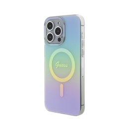 Guess IML Iridescent MagSafe - Etui iPhone 15 Pro (turkusowy)