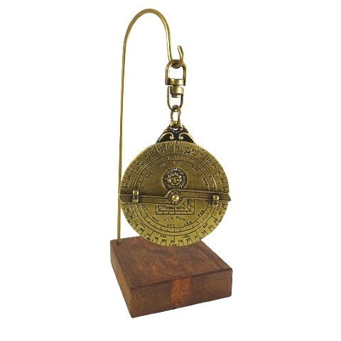 Miniatura Astrolabium H81 na Drewnianej Podstawie - Historyczny Instrument Astronomiczny