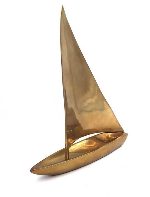 Duży Model Żaglówki Aluminiowej 39cm - N-3045 - Minimalistyczna Dekoracja Marynistyczna