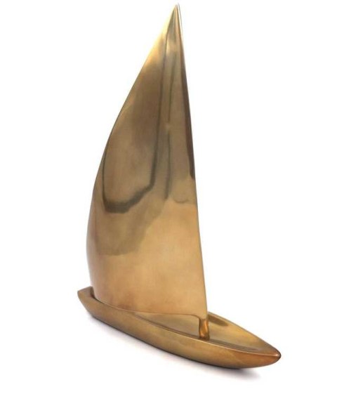 Duży Model Żaglówki Aluminiowej 39cm - N-3045 - Minimalistyczna Dekoracja Marynistyczna