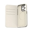 Moshi Overture MagSafe - Skórzane etui 3w1 z klapką iPhone 15 Pro (Eggnog White)