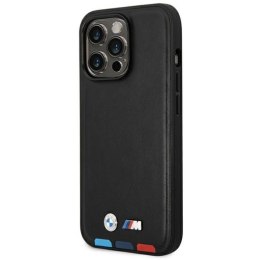 BMW Leather Hot Stamp Tricolor - Etui iPhone 14 Pro (Czarny)