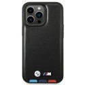 BMW Leather Hot Stamp Tricolor - Etui iPhone 14 Pro (Czarny)