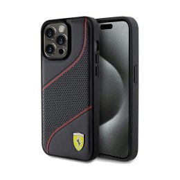 Ferrari Perforated Waves Metal Logo - Etui iPhone 15 Pro Max (czarny)