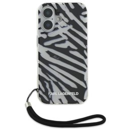 Karl Lagerfeld IML Zebra Pattern & Cord - Etui iPhone 16 (czarny)