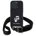 Karl Lagerfeld Saffiano Karl & Choupette Metal Pin CBDY Strap - Etui iPhone 16 Pro Max (czarny)