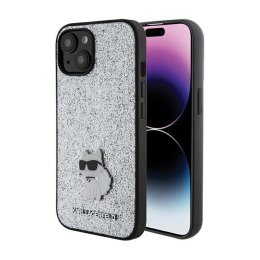 Karl Lagerfeld Fixed Glitter Choupette Logo Metal Pin - Etui iPhone 15 / 14 / 13 (srebrny)