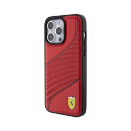 Ferrari Perforated Waves Metal Logo - Etui iPhone 15 Pro Max (czerwony)