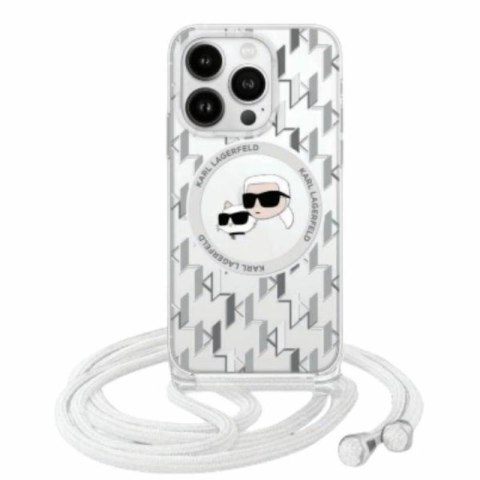 Karl Lagerfeld IML Crossbody Monogram Karl & Choupette Head MagSafe - Etui iPhone 16 (przezroczysty)