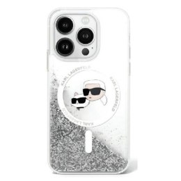 Karl Lagerfeld Liquid Glitter Karl & Choupette Head MagSafe - Etui iPhone 16 (przezroczysty)