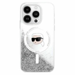 Karl Lagerfeld Liquid Glitter Karl Head MagSafe - Etui iPhone 16 Pro (przezroczysty)