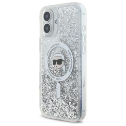 Karl Lagerfeld Liquid Glitter Karl Head MagSafe - Etui iPhone 16 (przezroczysty)