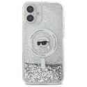 Karl Lagerfeld Liquid Glitter Karl Head MagSafe - Etui iPhone 16 (przezroczysty)