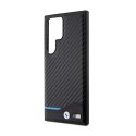 BMW Leather Carbon Blue Line - Etui Samsung Galaxy S24 Ultra (czarny)