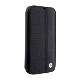 BMW Booktype Leather Textured & Stripe - Etui iPhone 14 Pro (czarny)