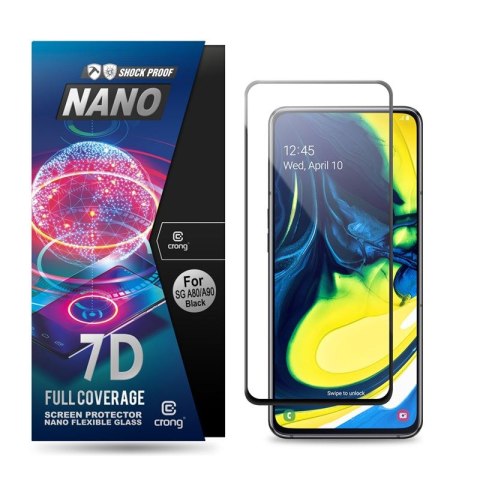 Crong 7D Nano Flexible Glass - Szkło hybrydowe 9H na cały ekran Samsung Galaxy A80 / A90