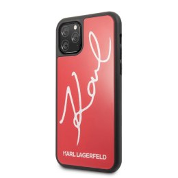 Karl Lagerfeld Double Layers Tempered Glass Glitter Signature Case - Etui iPhone 11 Pro (czerwony)