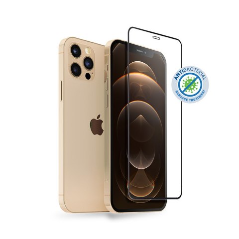 Crong Anti-Bacterial 3D Armour Glass - Szkło hartowane 9H na cały ekran iPhone 12 Pro Max + ramka instalacyjna