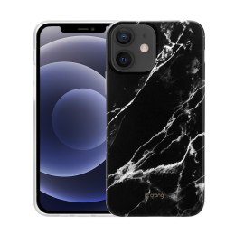 Crong Marble Case - Etui iPhone 12 Mini (czarny)