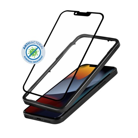 Crong Anti-Bacterial 3D Armour Glass - Szkło hartowane 9H na cały ekran iPhone 14 Plus / iPhone 13 Pro Max + ramka instalacyjna