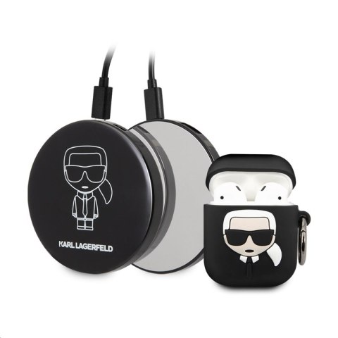 Karl Lagerfeld Bundle Ikonik - Zestaw etui do Apple Airpods 1 / 2 + Power Bank z lusterkiem