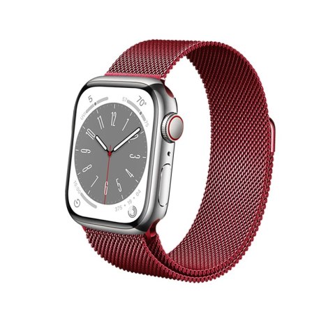 Crong Milano Steel - Pasek ze stali nierdzewnej do Apple Watch 38/40/41/42 mm (czerwony)