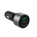 Crong Power Car Charger 63W - Ładowarka samochodowa USB-C PD 45W + USB QC 3.0 18W (czarny)