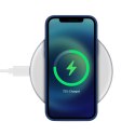 Crong PowerSpot Fast Wireless Charger - Aluminiowa ładowarka bezprzewodowa Qi 15W USB-C z powłoką ze szkła hartowanego (Silver W