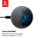 Crong PowerSpot Fast Wireless Charger - Aluminiowa ładowarka bezprzewodowa Qi 15W USB-C z powłoką ze szkła hartowanego (Silver W