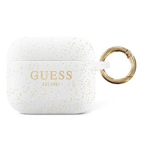 Guess Silicone Glitter Case Est - Etui Airpods Pro (biały)