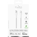 PURO Fabric Ultra Strong - Kabel w oplocie heavy duty USB-C / Lightning certyfikat MFi 1,2m (biały)