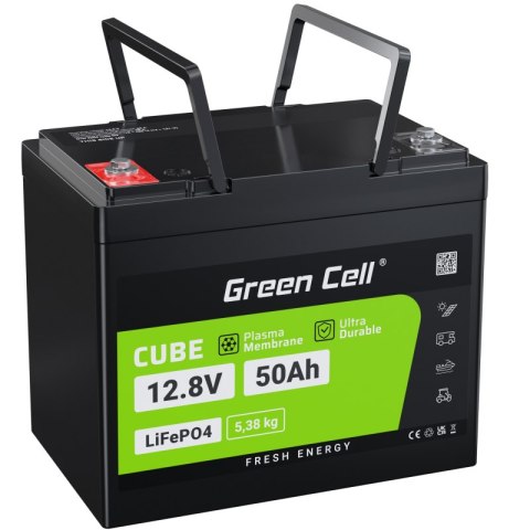 Green Cell - Akumulator LiFePO4 12V 12.8V 50Ah do systemów fotowoltaicznych, kamperów i łódek