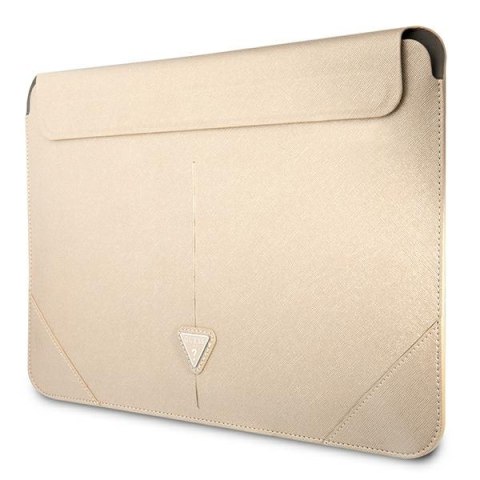 Guess Saffiano Triangle Logo Sleeve - Etui na notebooka 16" (beżowy)