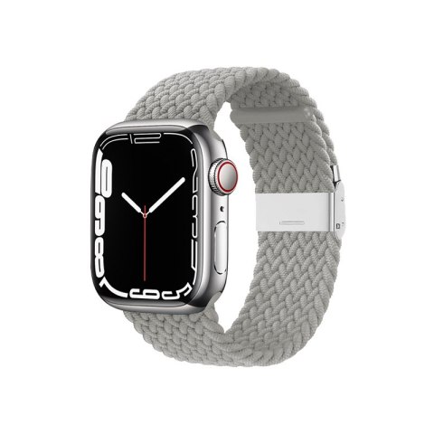 Crong Wave Band - Pleciony pasek do Apple Watch 44/45/46/49 mm (jasny szary)