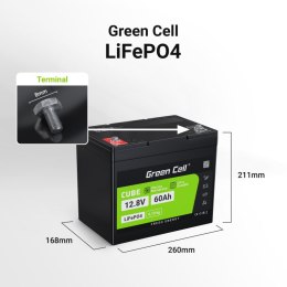 Green Cell - Akumulator LiFePO4 12V 12.8V 60Ah do systemów fotowoltaicznych, kamperów i łódek