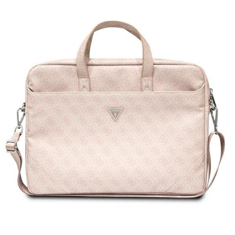 Guess Saffiano 4G Triangle Logo Computer Bag - Torba na notebooka 16" (różowy)