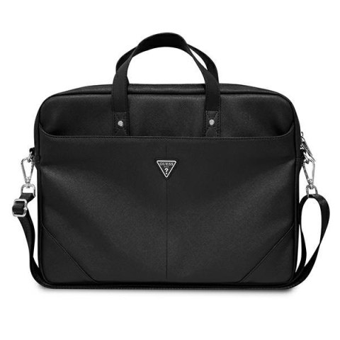 Guess Saffiano Triangle Logo Computer Bag - Torba na notebooka 16" (czarny)