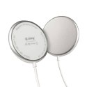 Crong MagSpot Wireless Charger - Aluminiowa ładowarka indukcyjna MagSafe 15W (Silver White)