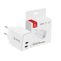 Crong Ultra Compact GaN - Ładowarka sieciowa 2x USB-C 35W PD 3.0 z PPS (biały)