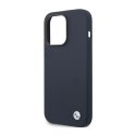 BMW Liquid Silicone Case Metal Logo - Etui iPhone 14 Pro (granatowy)