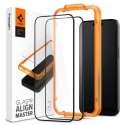 Spigen Alm Glass FC 2-Pack - Szkło hartowane do iPhone 15 Pro 2 szt (Czarna ramka)