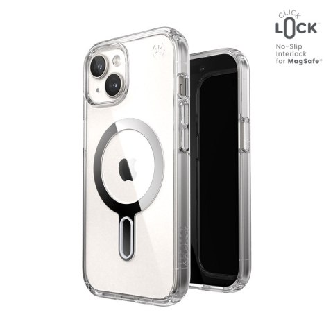 Speck Presidio Perfect-Clear ClickLock & Magsafe - Etui iPhone 15 / iPhone 14 / iPhone 13 (Clear / Chrome Finish / Serene Silver