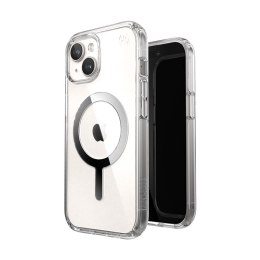 Speck Presidio Perfect-Clear MagSafe - Etui iPhone 15 / iPhone 14 / iPhone 13 (Clear / Chrome Finish / Serene Silver)