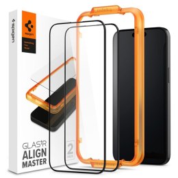 Spigen Alm Glass FC 2-Pack - Szkło hartowane do iPhone 15 2 szt (Czarna ramka)