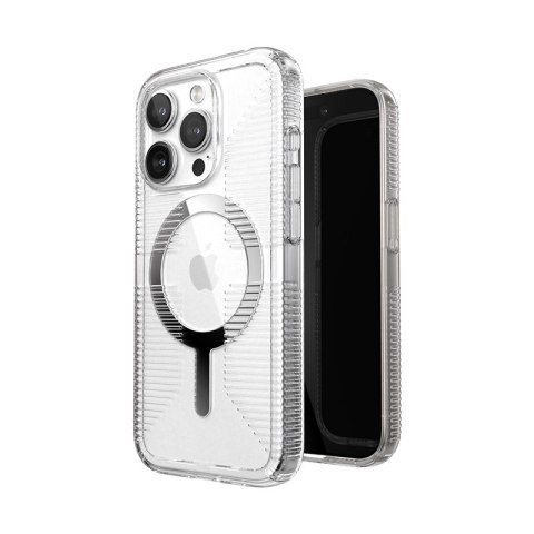 Speck Gemshell Grip + MagSafe - Etui do iPhone 15 Pro (Clear / Chrome Finish)